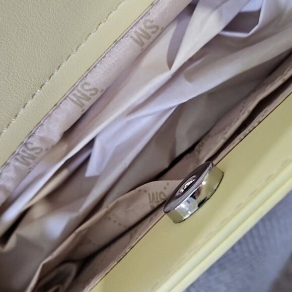 Steve Madden NWT Bevelyn-G Satchel Butter Yellow Crossbody Rhinestones Bling - Picture 9 of 16